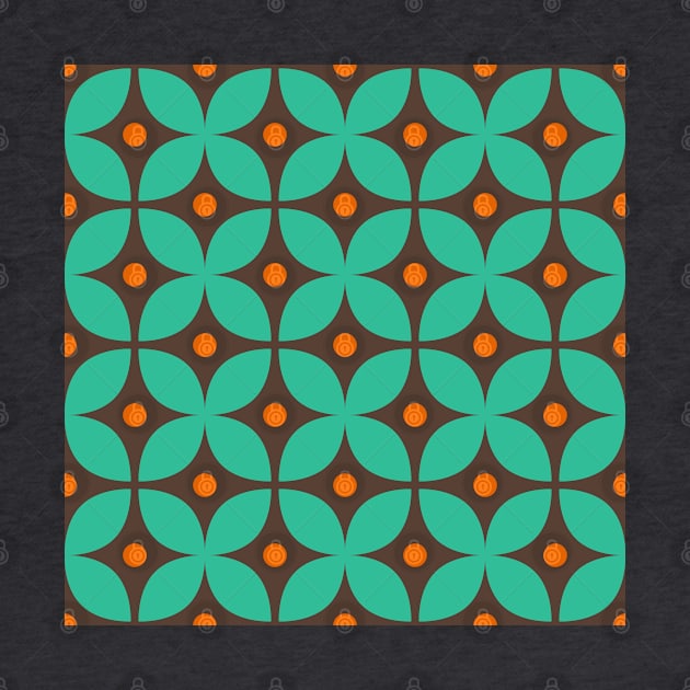 Geometric Pattern: Stylised Flower: Blue/Brown by Red Wolf